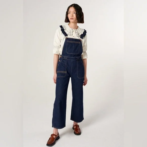 Chic denim overalls with Ruffle Straps size 8 - Picture 2 of 5